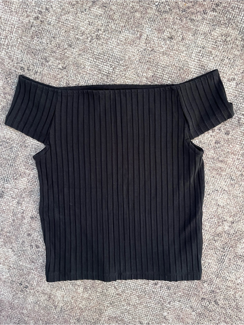Fitted Banana Republic Off-Shoulder Ribbed Black Women's Top S